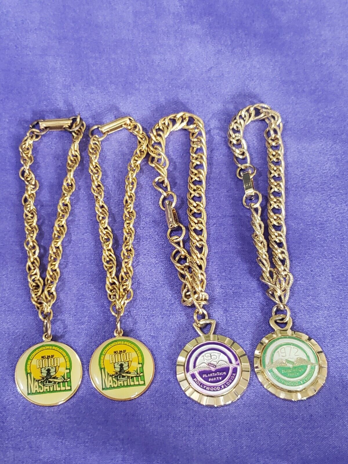 4 AOPA Plantation Party Collector Charm Bracelets 1967 & 1972 -Hollywood Florida