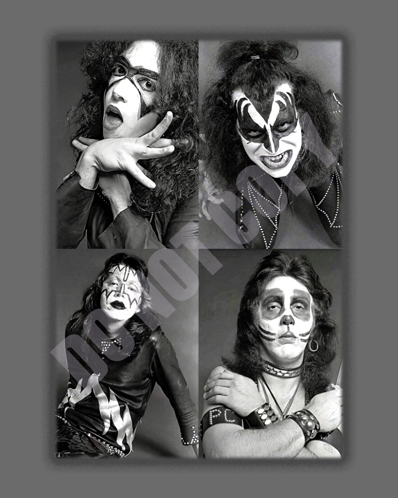 1974 KISS Gene Simmons Paul Stanley Ace Frehley Peter Criss Collage 8x10 Photo
