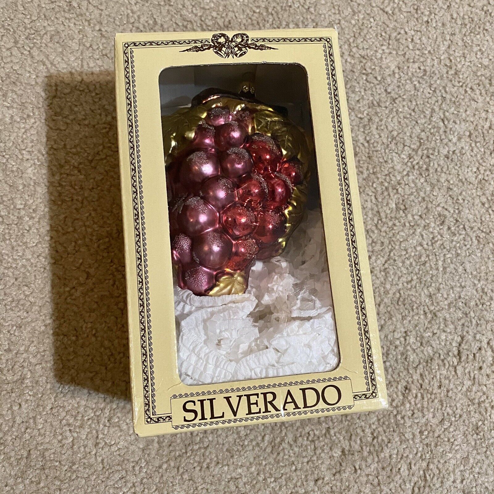 NEW Silverado Hand Crafted Grapes Glass Christmas Ornament Made In Poland