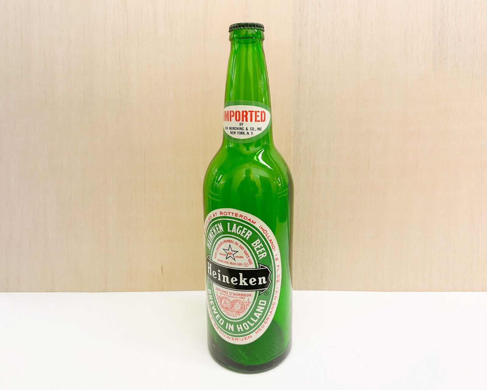 Large 1970s Heineken Beer Display Advertising Glass Bottle