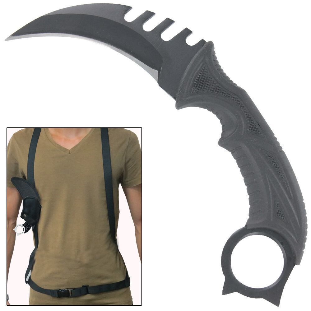 Karambit Knife with Harness - Dark Salvation Fixed Blade Survival Outdoor Knife