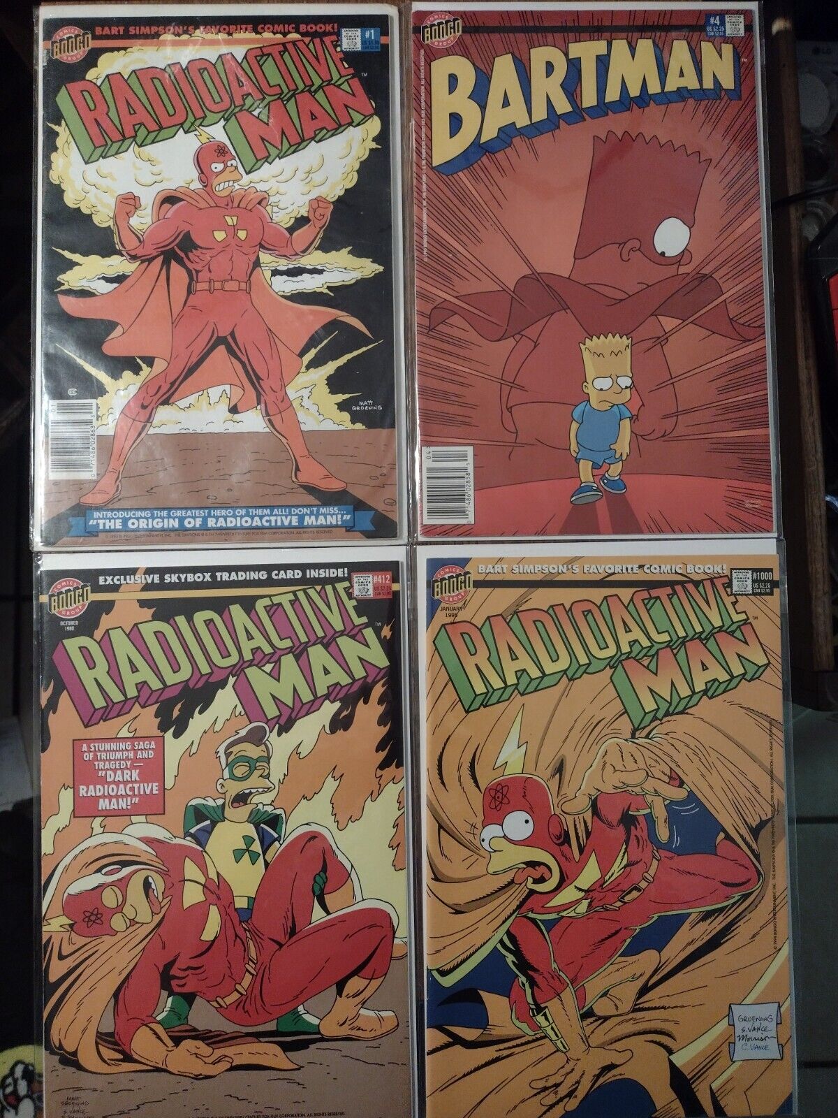 Radioactive Man 1, 1000, 412 And Bartman 4 Newsstand  (1992, Bongo)  GET ALL 4