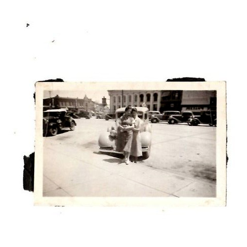Car Automobile Two Ladies Ft.Collins CO Downtown VTG Photo 2 5/8 in x 1  1/2 in