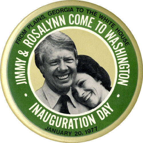 1977 Jimmy & Rosalynn Carter PLAINS TO WHITE HOUSE Inauguration Button (2192)