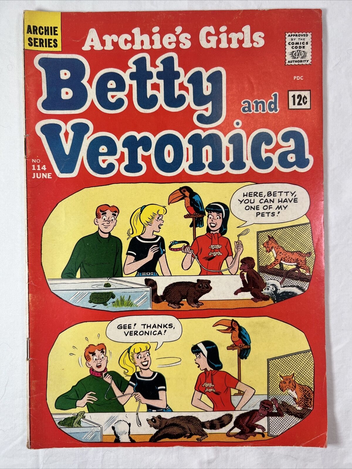 Archie's Girls Betty and Veronica #114 (1963) Human Pet Cover Nice Copy