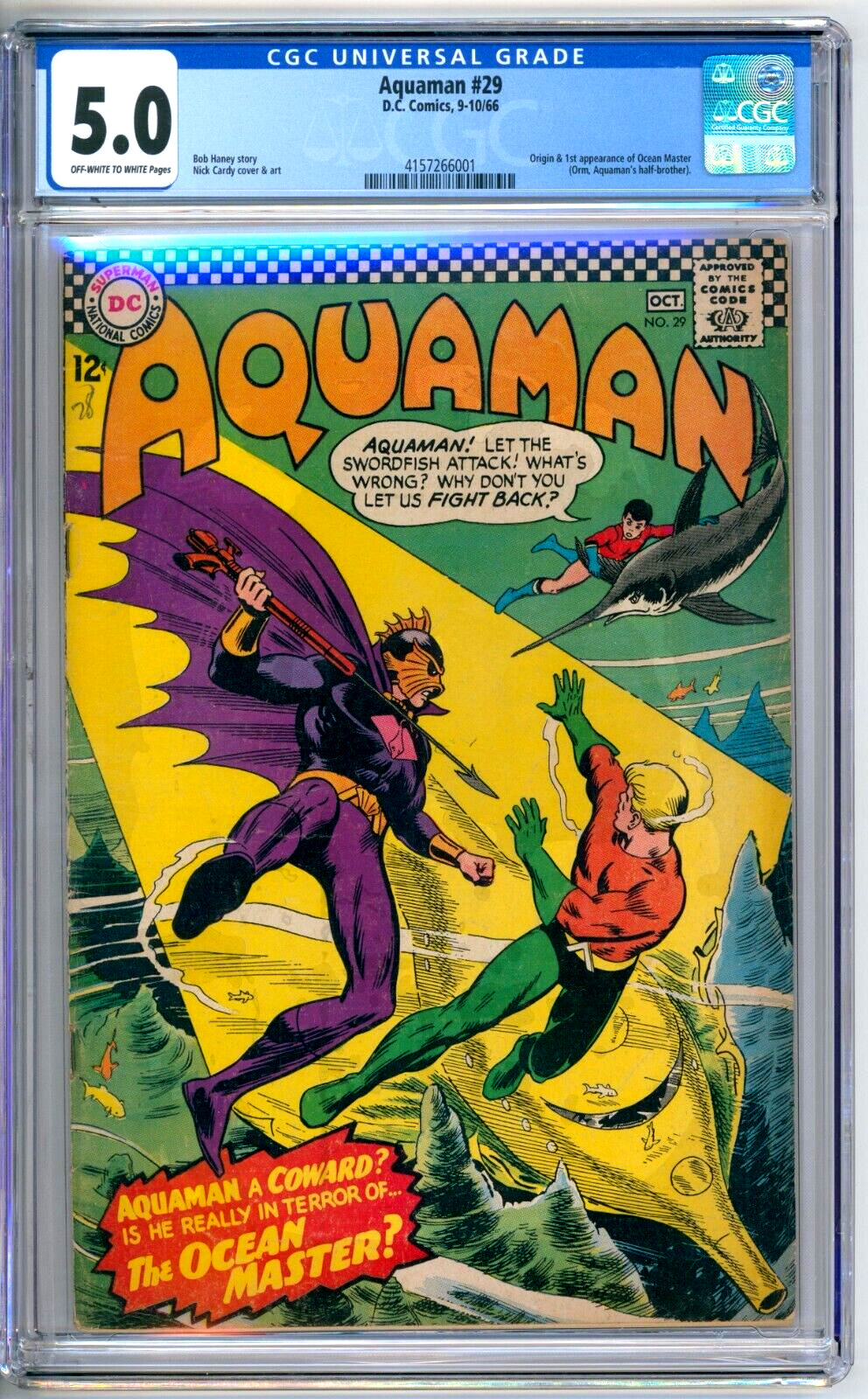 Aquaman 29 CGC Graded 5.0 VG/FN 1st Ocean Master DC Comics 1966