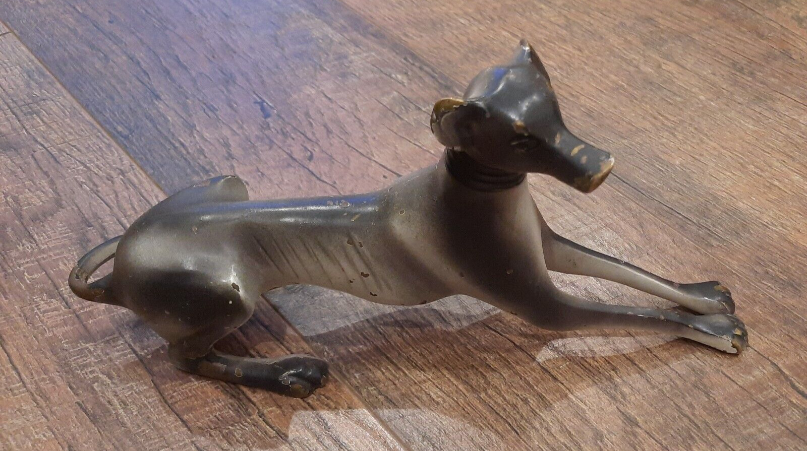 Vintage Bronze Greyhound Dog Sculpture Painted Weighs 2.7 LB 11\