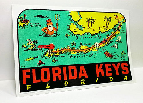 Florida Keys Vintage Style Travel Decal / Vinyl Sticker, Luggage Label