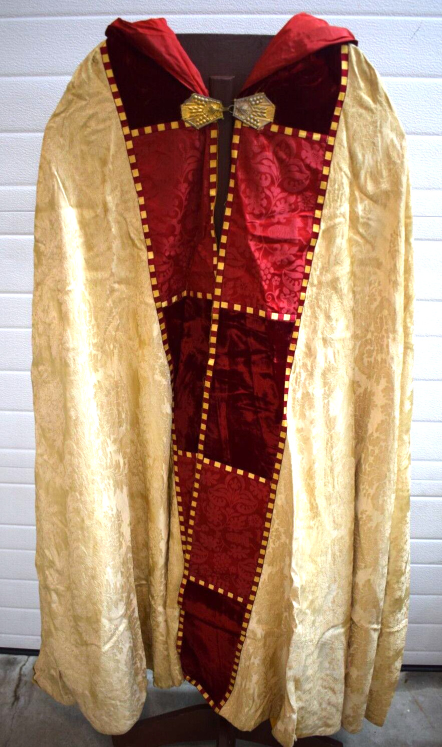 Older Vintage Gold w/ Red, Hooded Cope. Fully Lined (CU1492) Vestment Co.