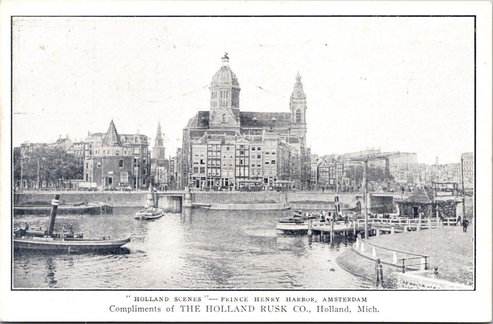 Postcard Holland Scenes Prince Henry Harbor in Amsterdam, Holland