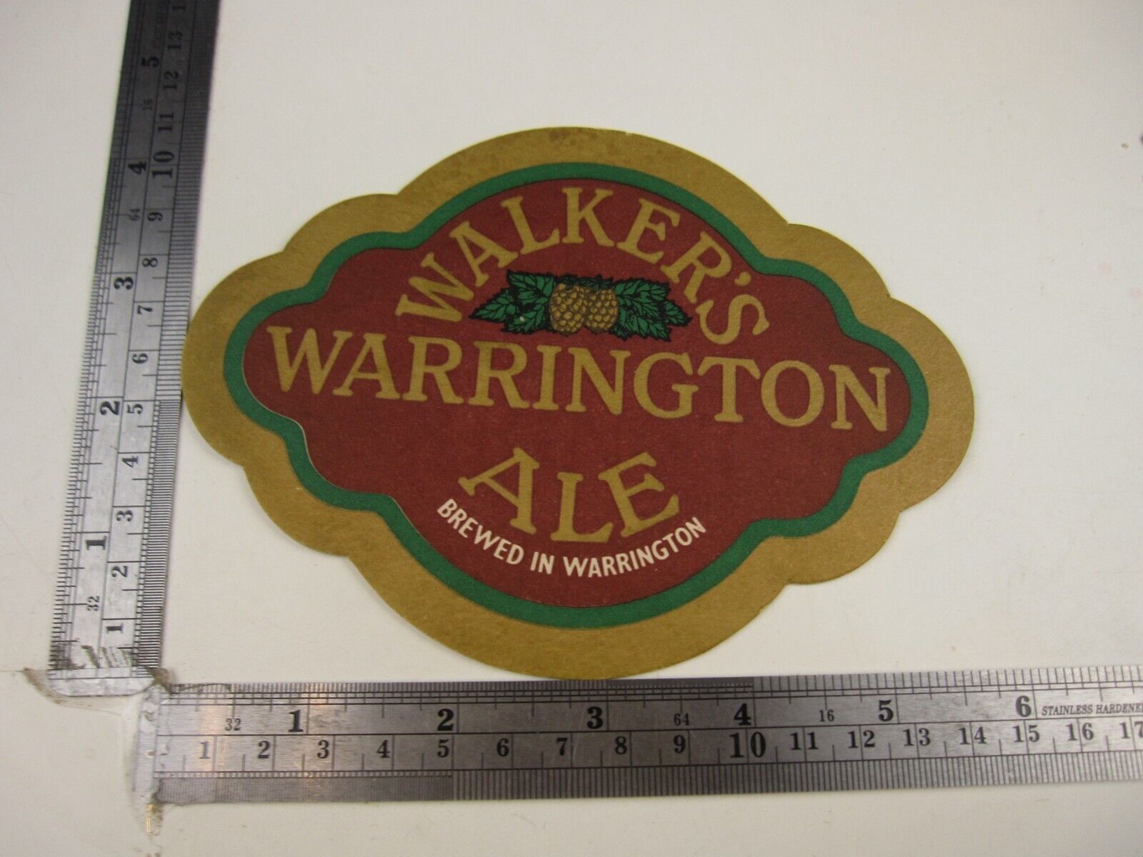 SF Vintage Walker\'s Warrington Ale Coaster Beer Mat BIS