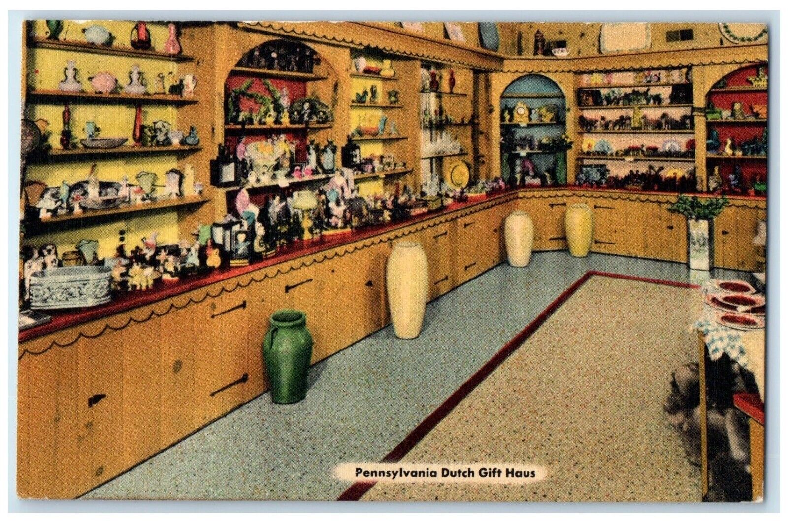 1955 Pennsylvania Dutch Gift Haus Interior Dutch County Bernville PA Postcard