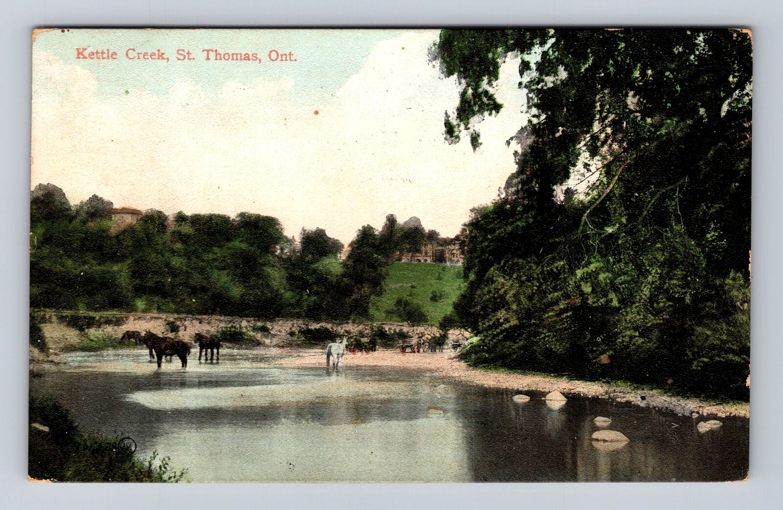 St Thomas Ontario-Canada, Kettle Creek, Antique, Vintage c1908 Souvenir Postcard