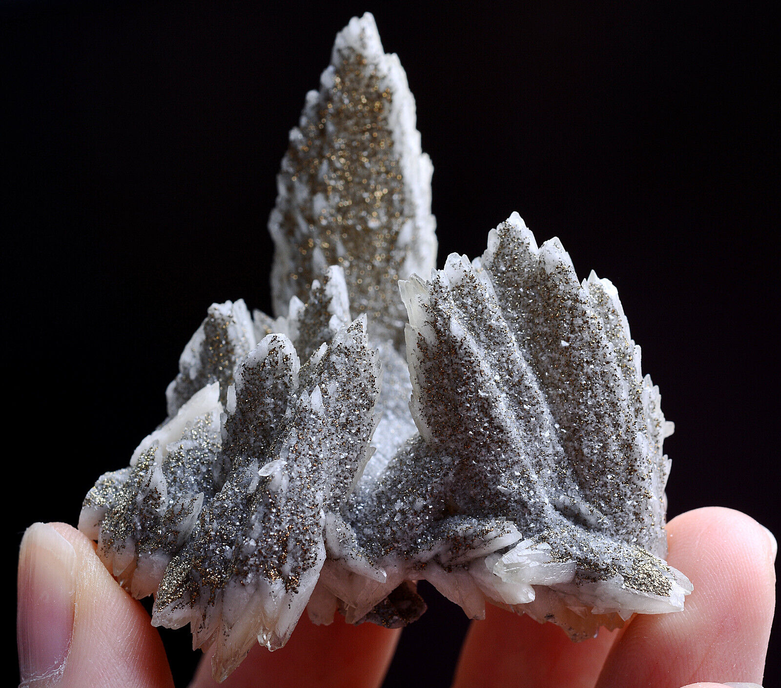 48g Natural Peak Calcite Covered With Pyrite Mineral Specimen/Hubei China