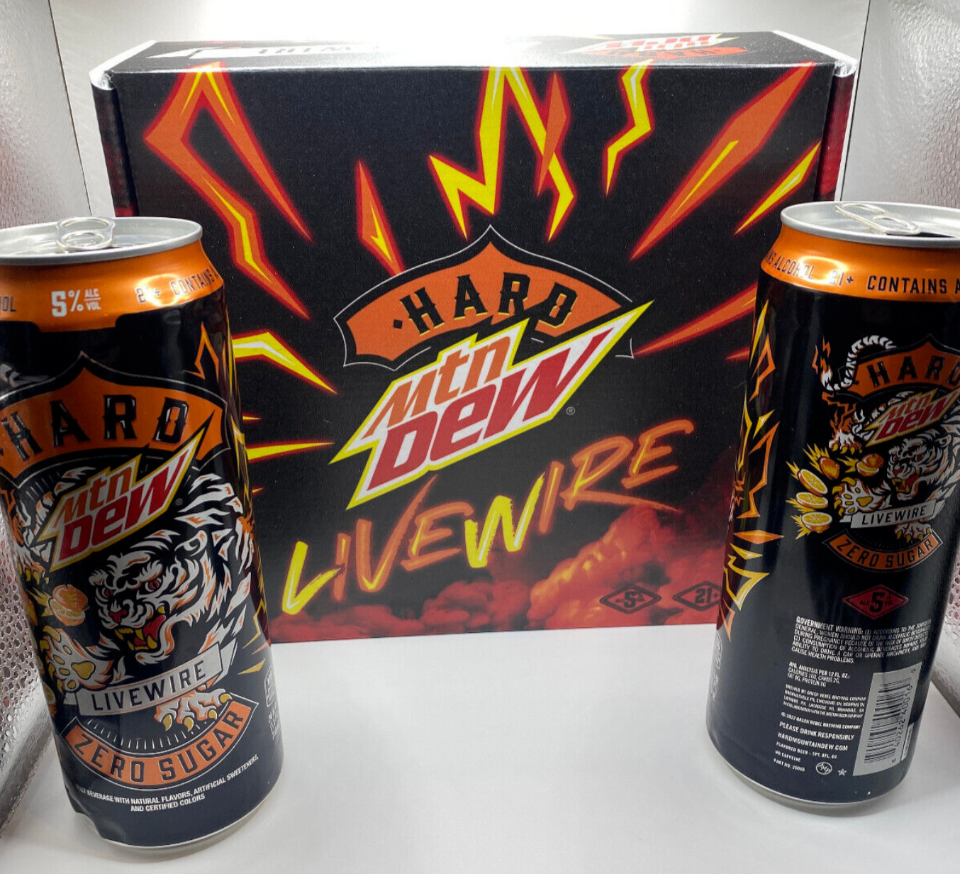 Hard MTN Dew Livewire Promotional Package Mountain Dew Empty Cans Box No Alcohol