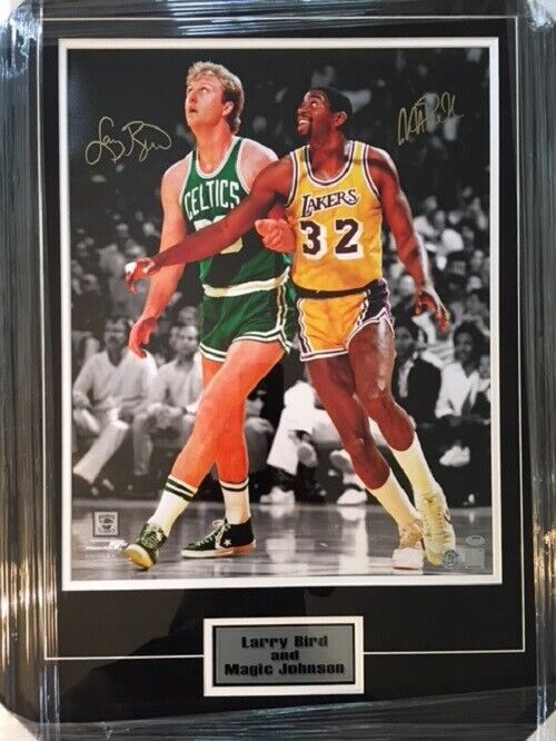 Autograph Picture of Basketball Legends Larry Bird & Magic Johnson