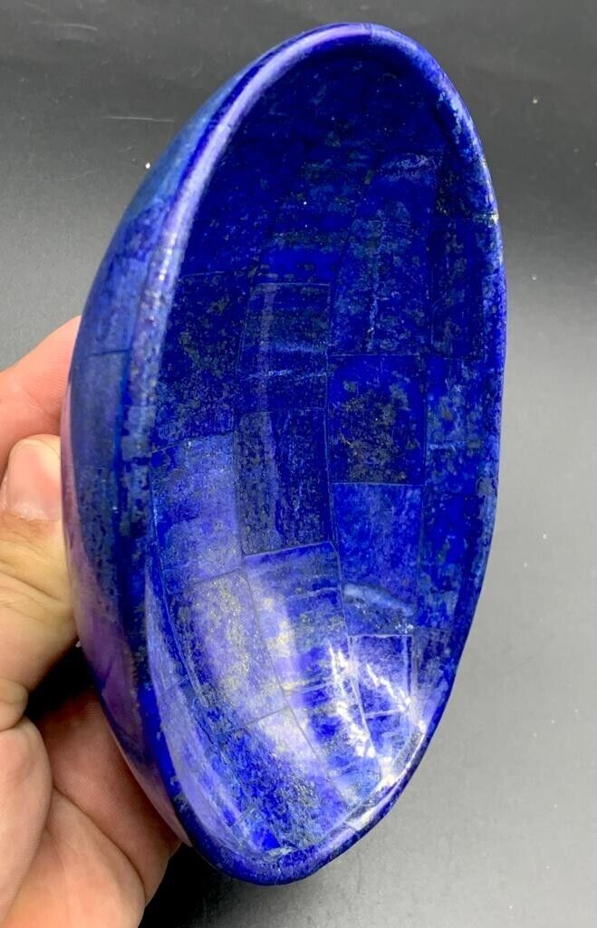 390 gram Lapis Lazuli Oval bowl Combine with pyrite From Afghanistan
