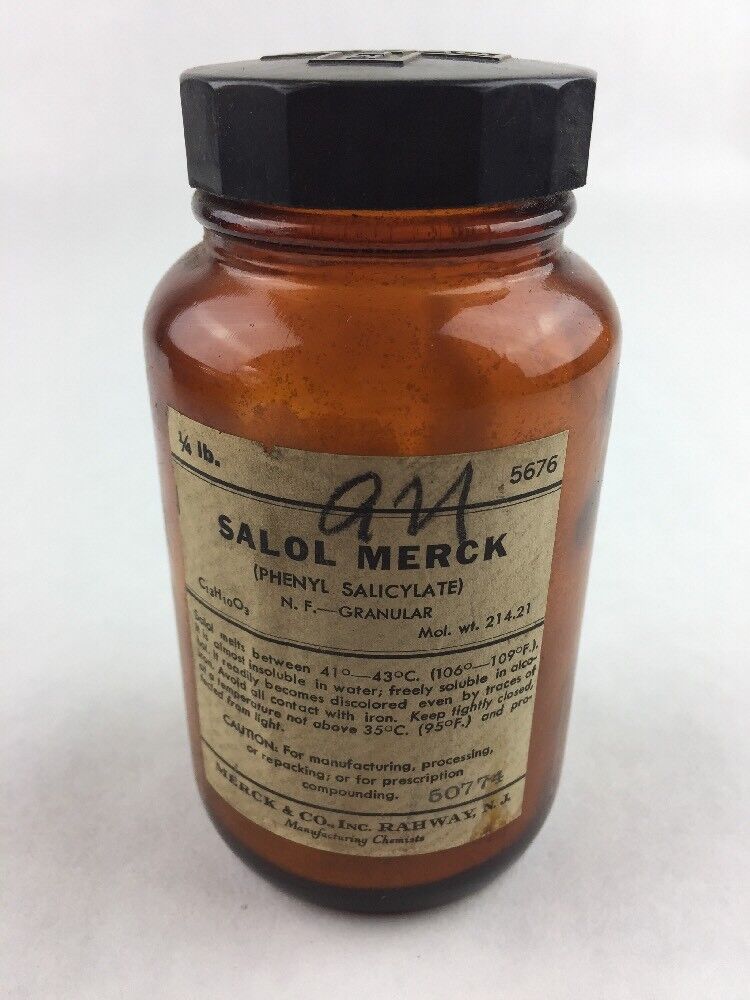 Vintage Pharmacy Salol Collectible Medicine Bottle Only 4.5\
