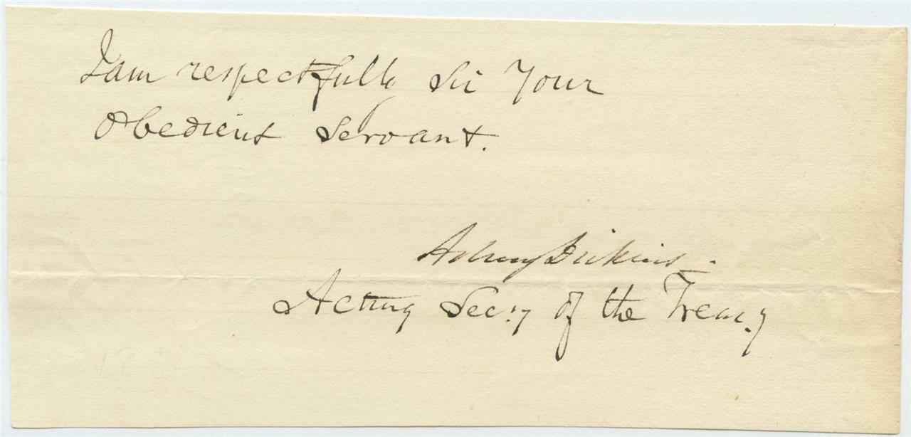 1832 US Treasury Department Document Signed Asbury Dickins Acting Secretary