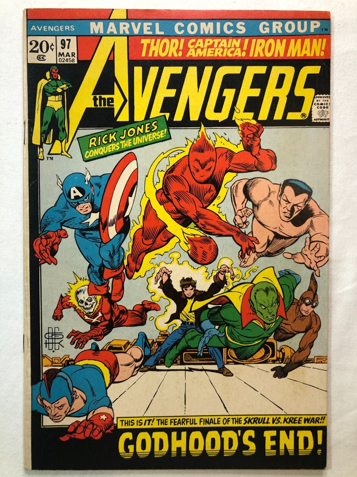 AVENGERS #97 March 1972 Vintage Bronze Age Marvel Kree-Skrull War Nice Condition