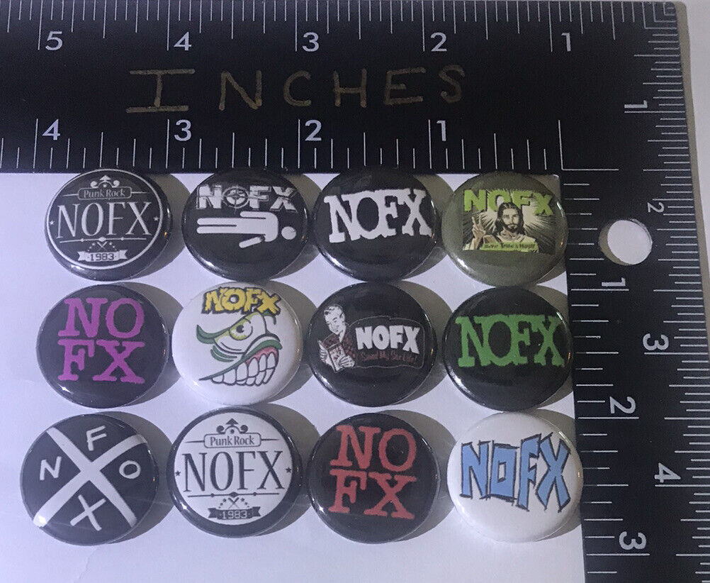 Nofx 12 Pins One Inch Pin Lot Guitar Punk Rock Button Fat Mike Skate Decline Oi