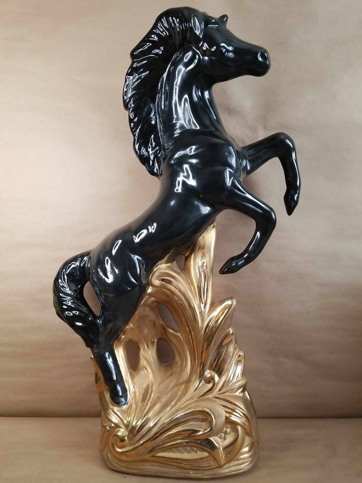 VTG Retro Black Horse Stallion Statue Regency Calif Pottery 26