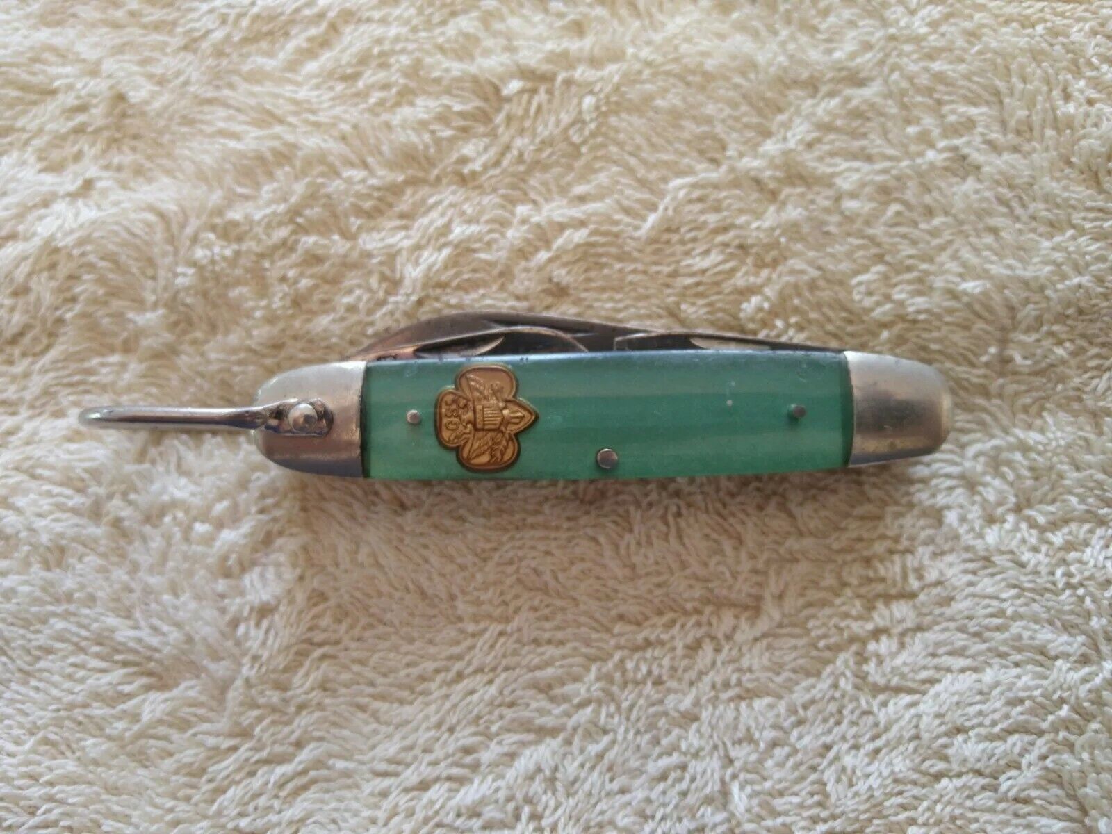 Vintage Green Kutmaster Girl Scout Folding Pocket Knife Utica NY USA 