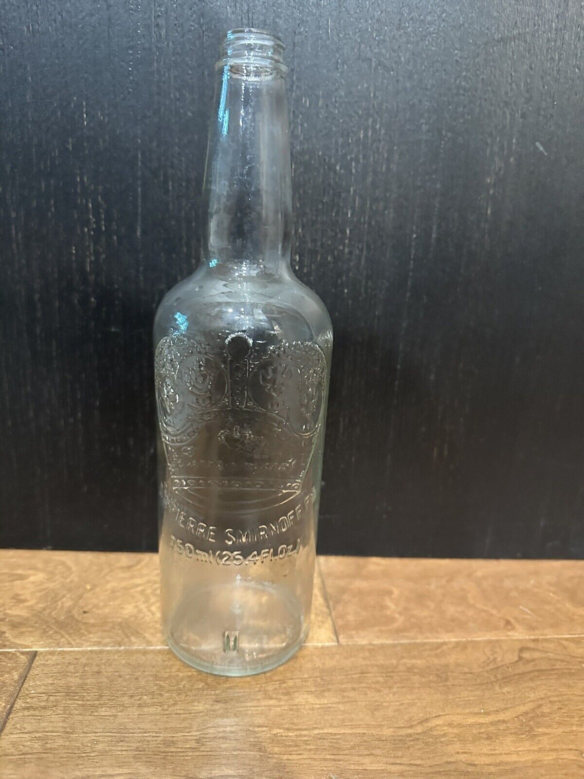 Vintage Smirnoff Bottle - CROWN Embossed Ste Pierre 1818
