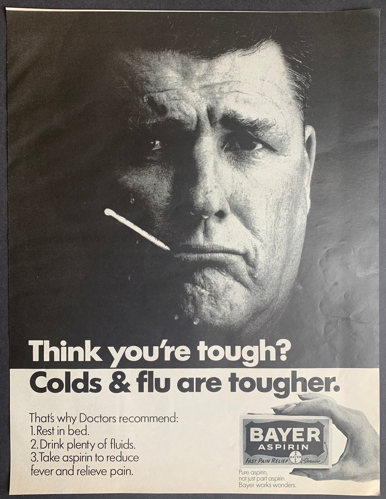 Vintage 1969 Bayer Aspirin Print Ad