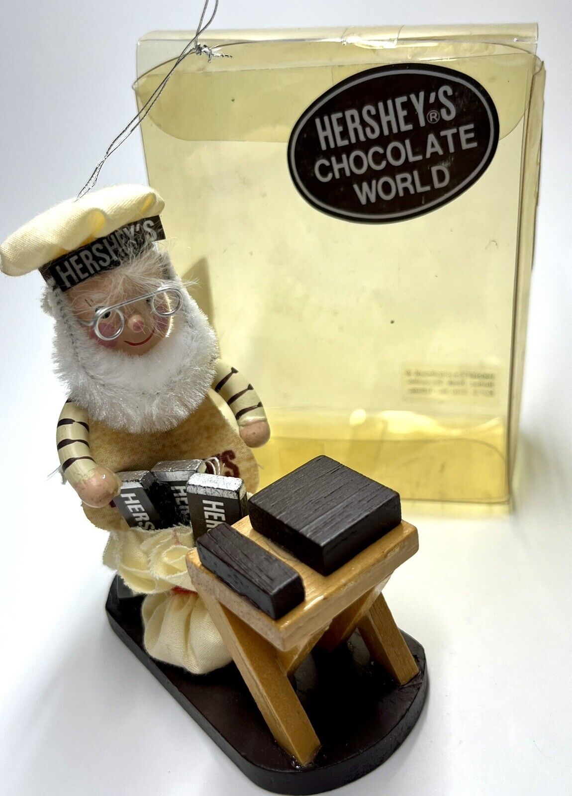 Kurt S. Adler Hershey\'s 1982 Vintage Wooden Christmas Ornament Chocolate Rare