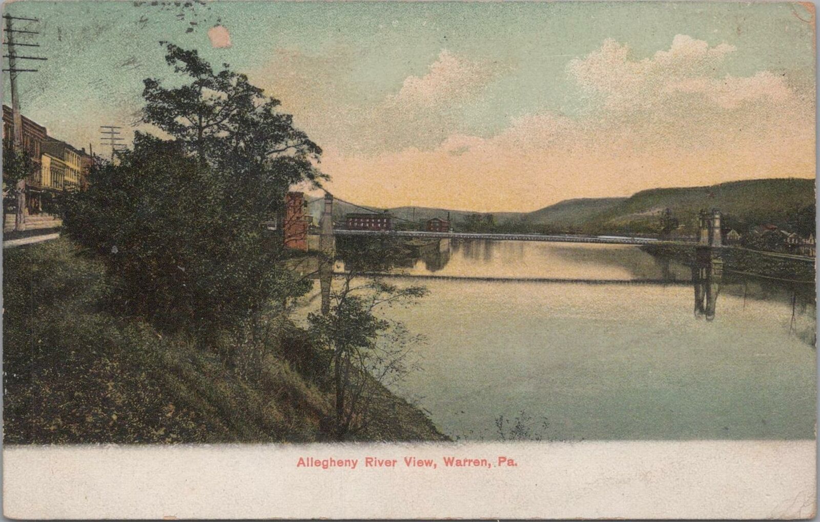 Postcard Allegheny River View Warren PA 