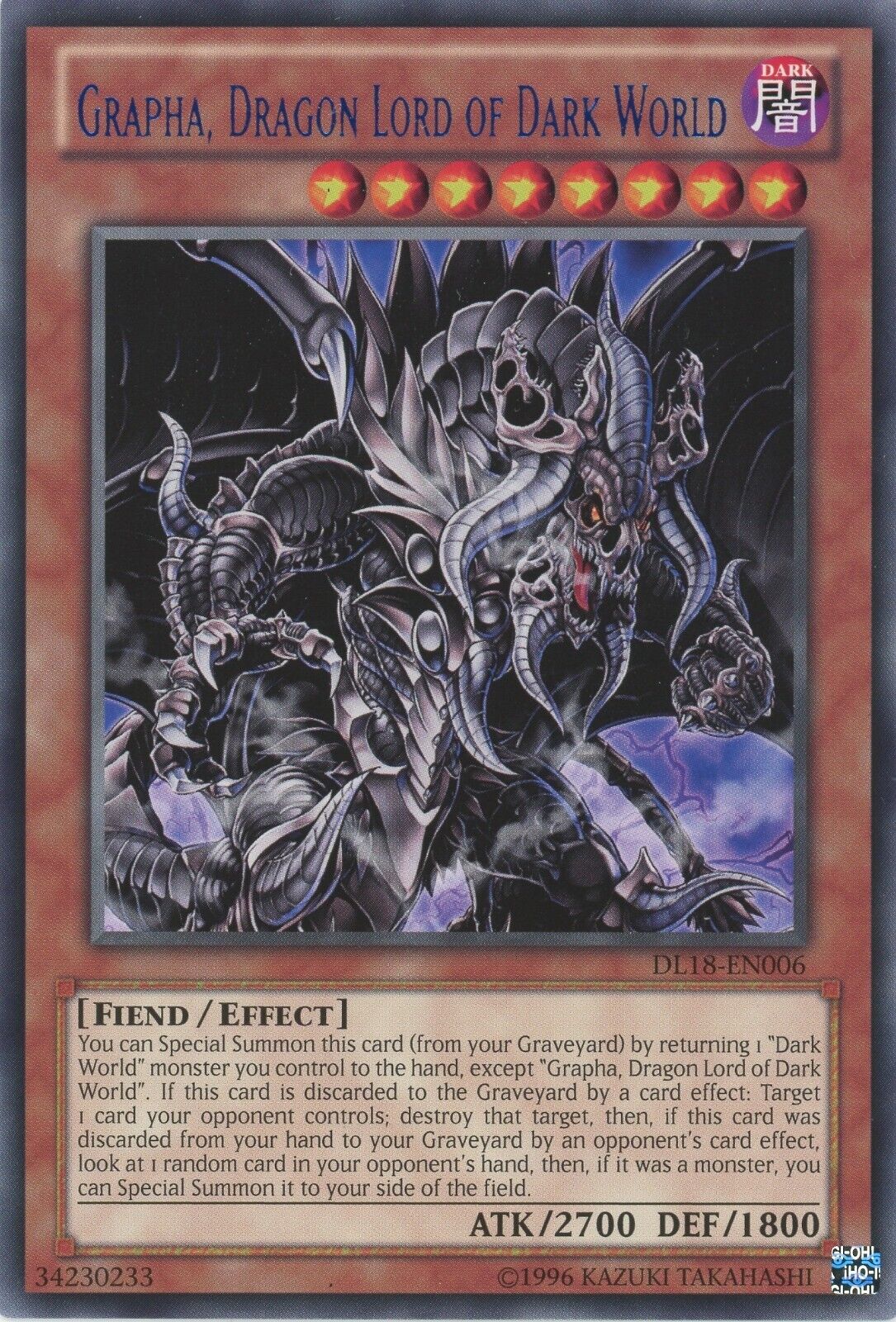 Yugioh Grapha, Dragon Lord Of Dark World DL18-EN006 Rare Blue NM