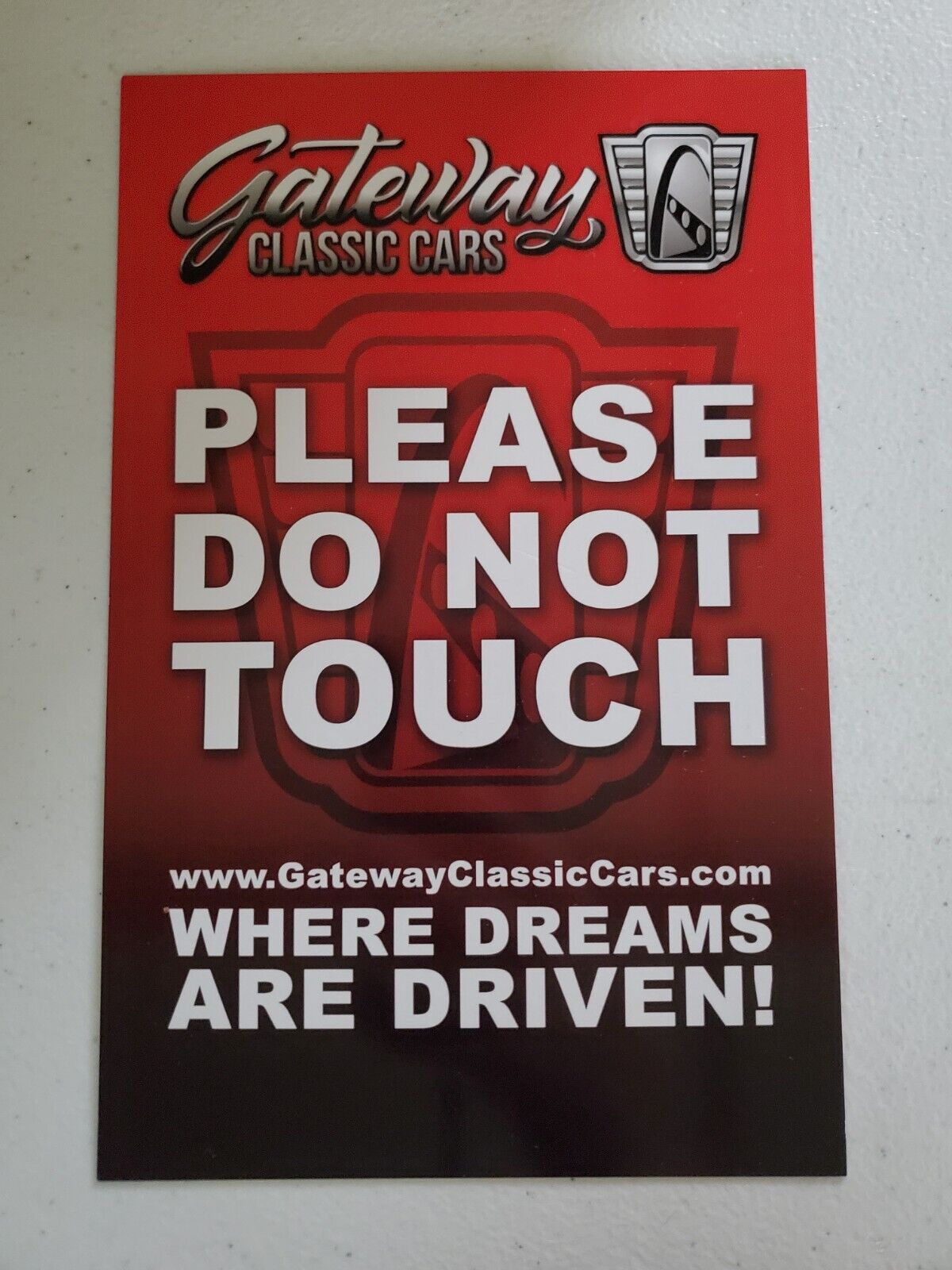 Gateway Classic Cars PLEASE DO NOT TOUCH Paperstock Dashboard Sign For Car Shows