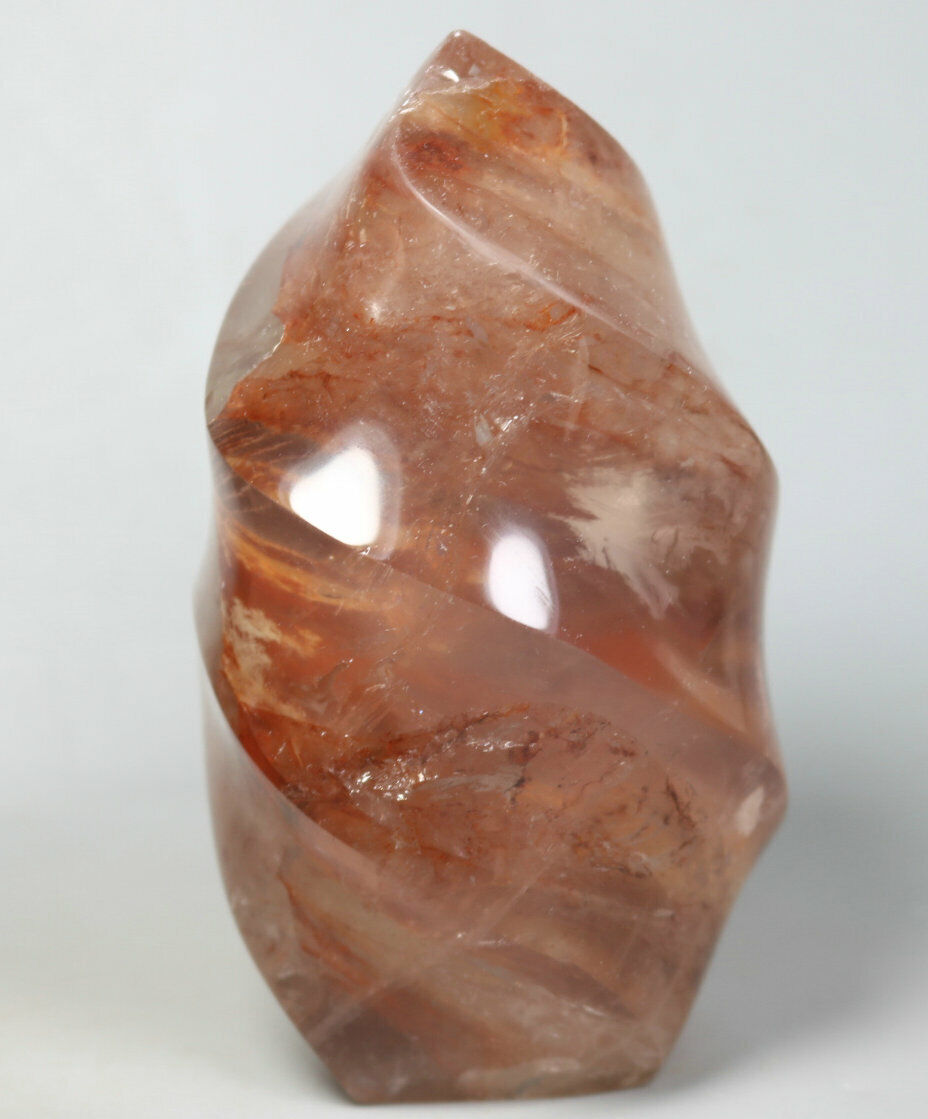 0.78lb Natural RED FIRE QUARTZ Hematoid Crystal Polished Stone Flame Statue