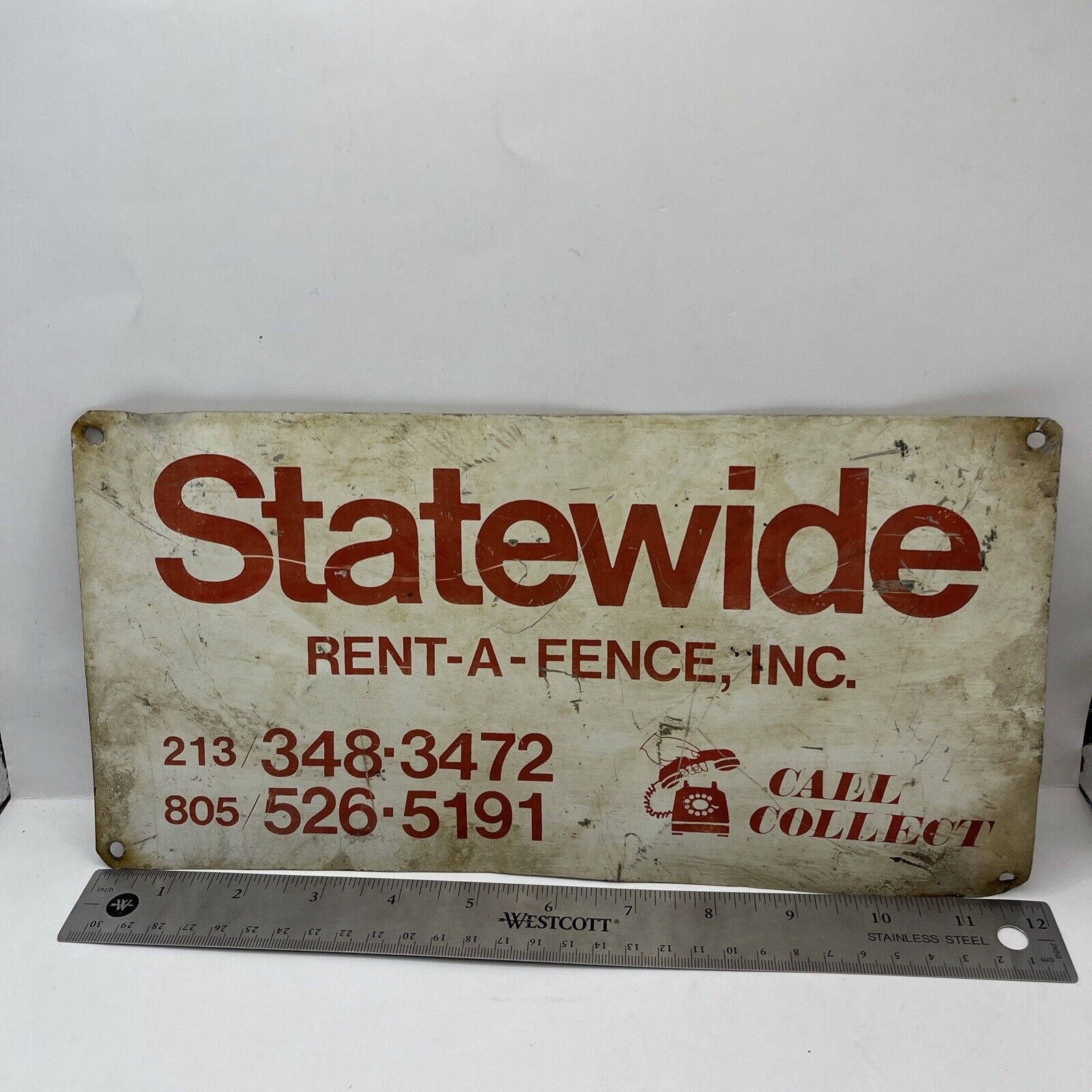 🪧👍Signs Advertising Fence METAL Vintage Man Cave STATEWIDE RENT-A-FENCE INC.