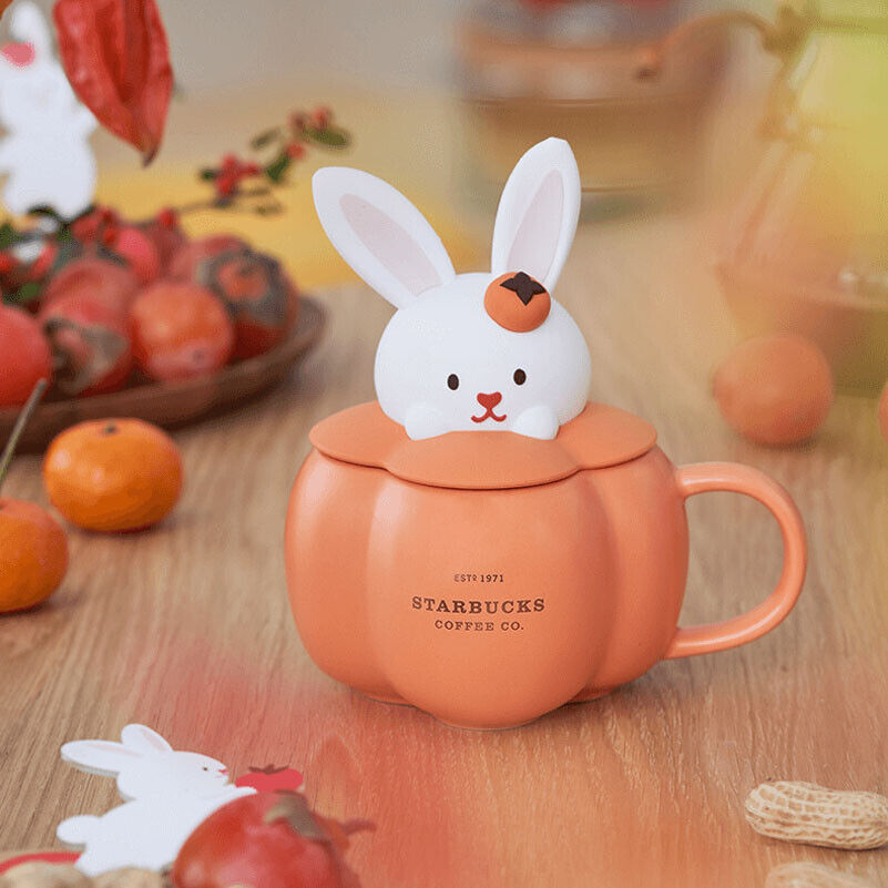 Starbucks 2023 Year Of The Rabbit Zodiac Mug Persimmon Ruyi Cute Rabbit Cup &Lid