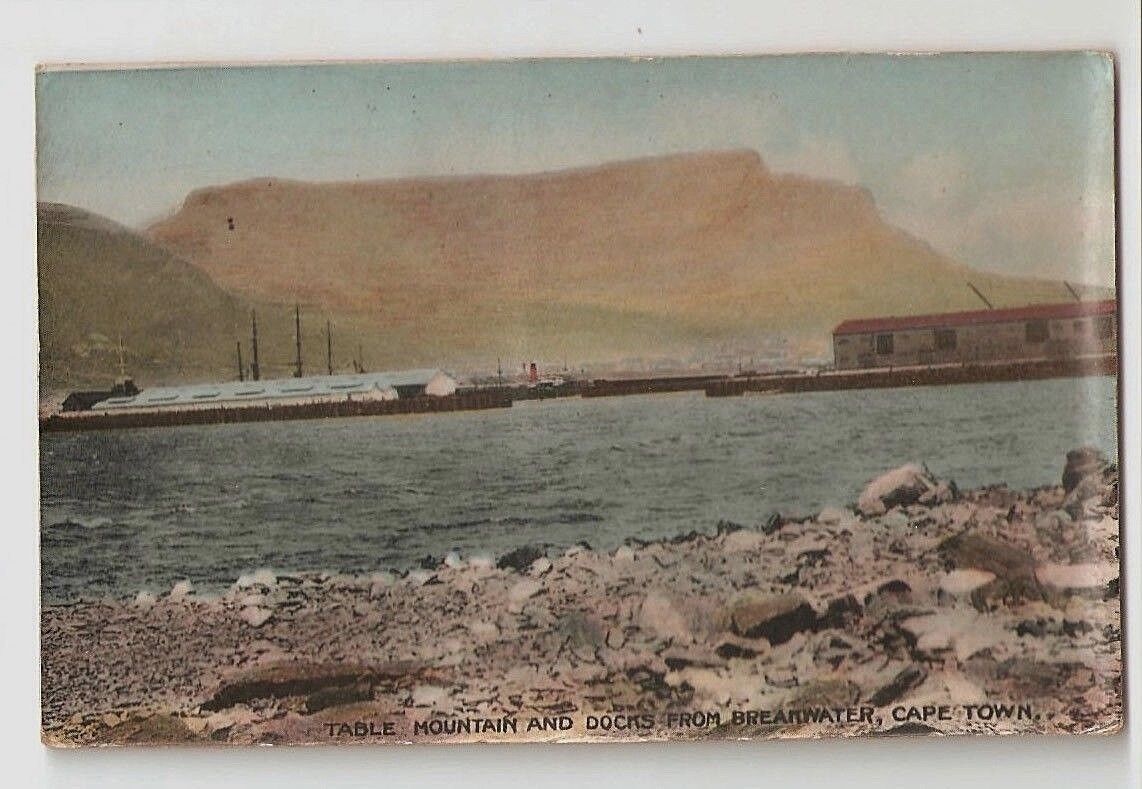 SOUTH AFRICA 25 -TABLE MOUNTAIN AND DOCKS FROM BREAKWATER CAPE TOWN (1922)