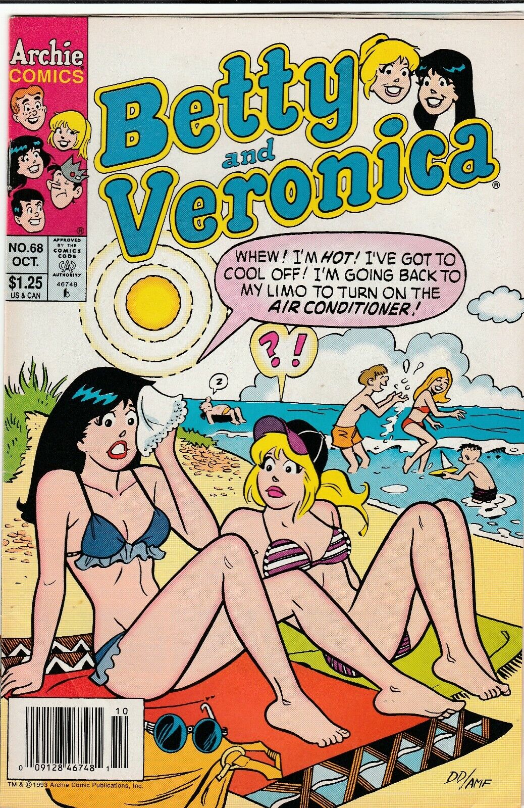 BETTY & VERONICA # 68 NEWSTAND  SEXY BIKINI COVER  1989 DAN DECARLO 