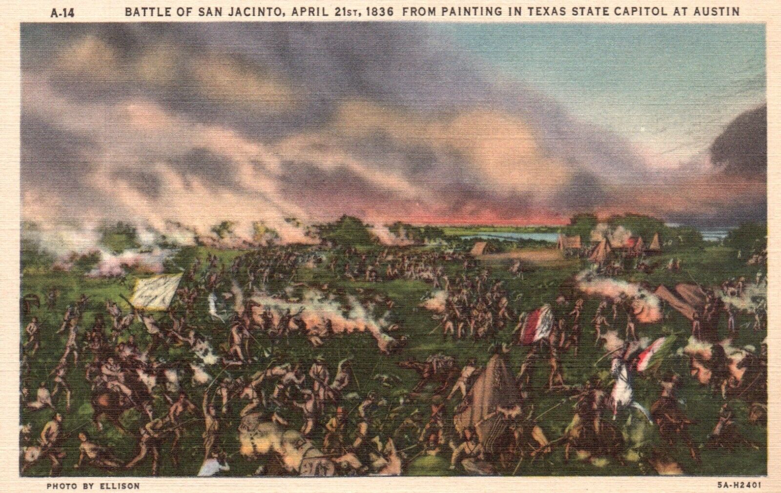 Postcard TX Battle of San Jacinto from Painting State Capitol Vintage PC G4816