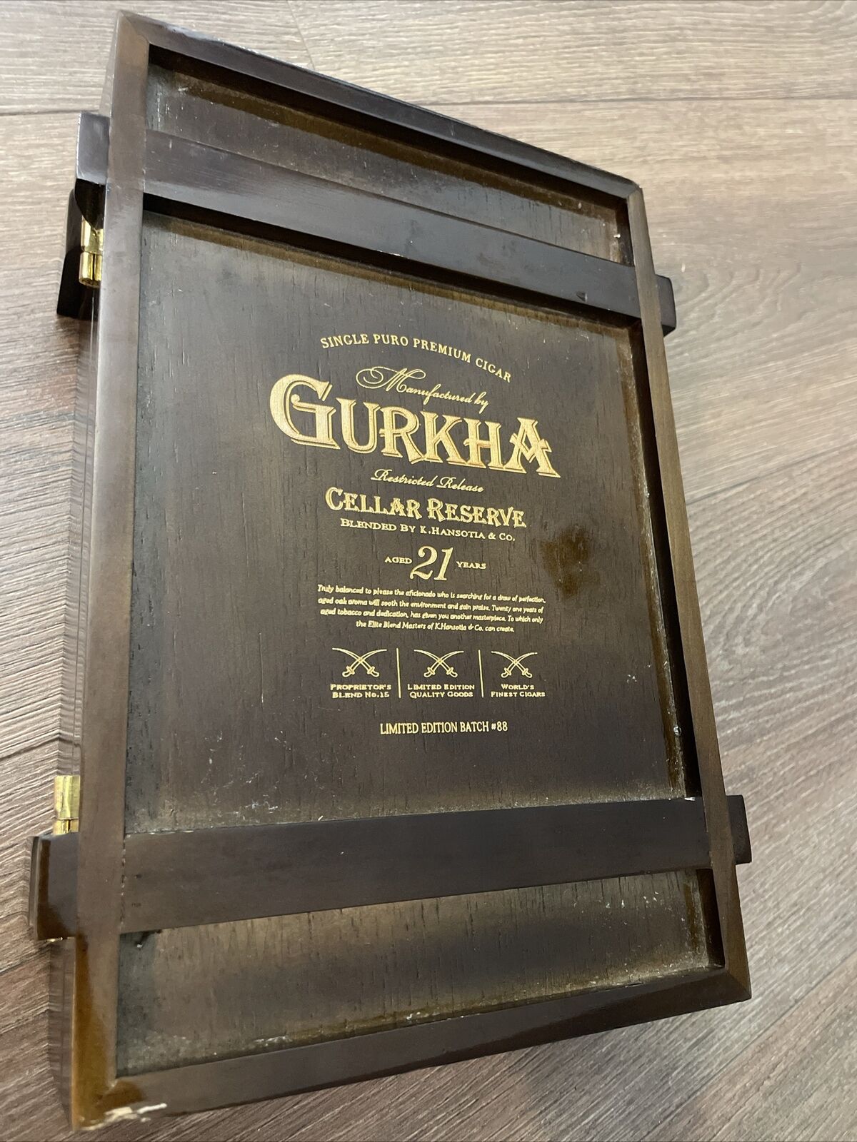 GURKHA Cellar Reserve Ltd Edition Batch #88 Solara DBL Robusto Cigar Box Empty