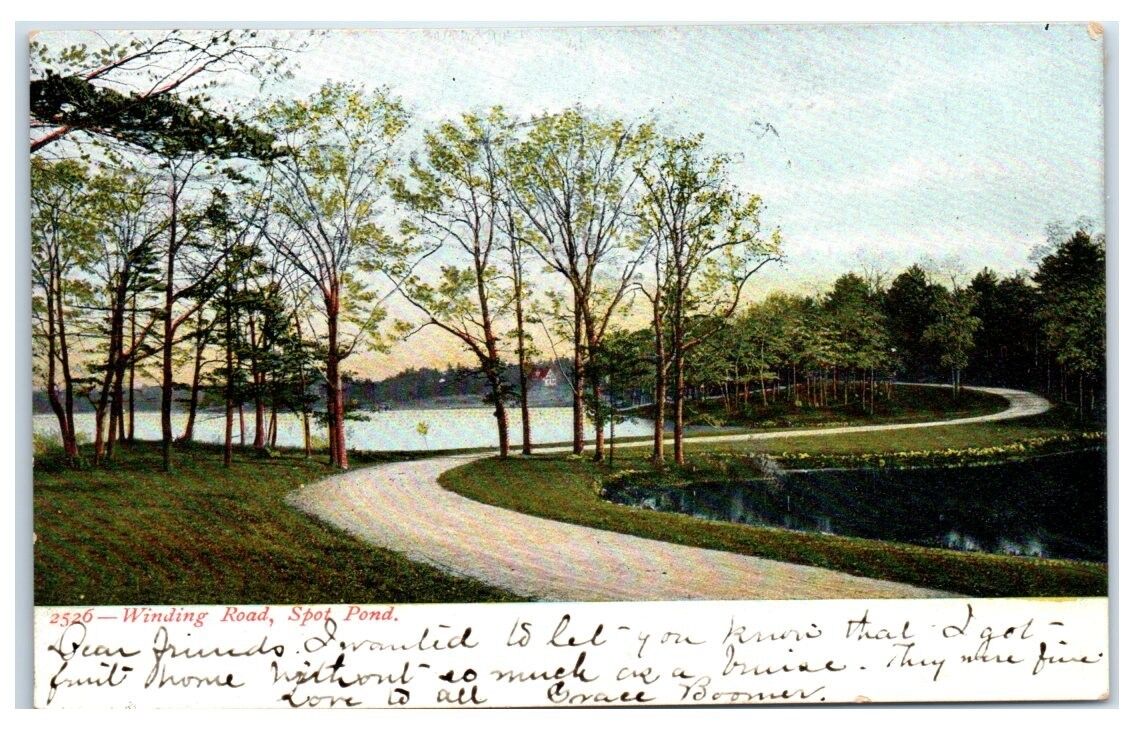 1906 Winding Road, Spot Pond, Stoneham, MA Postcard