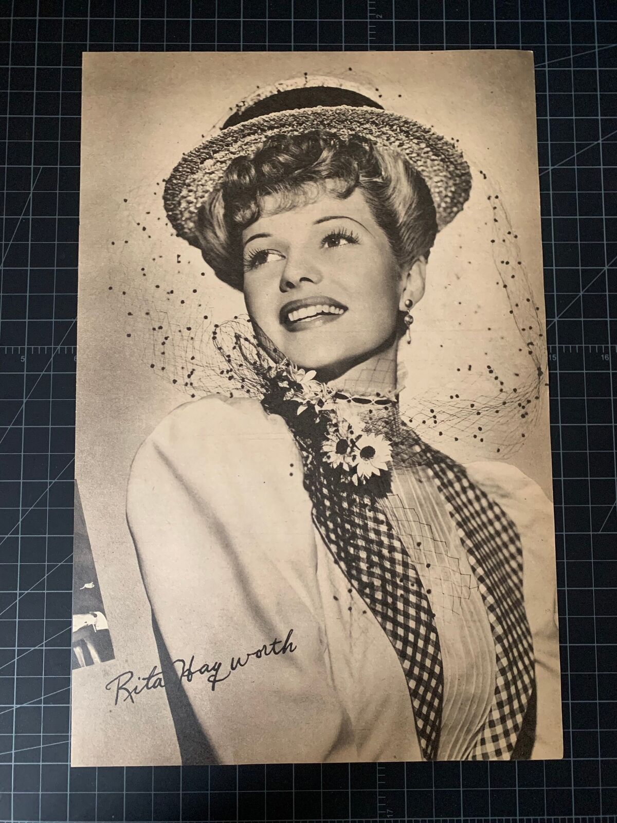 Vintage 1943 Rita Hayworth Sepia Magazine Portrait - Vintage Hollywood Star