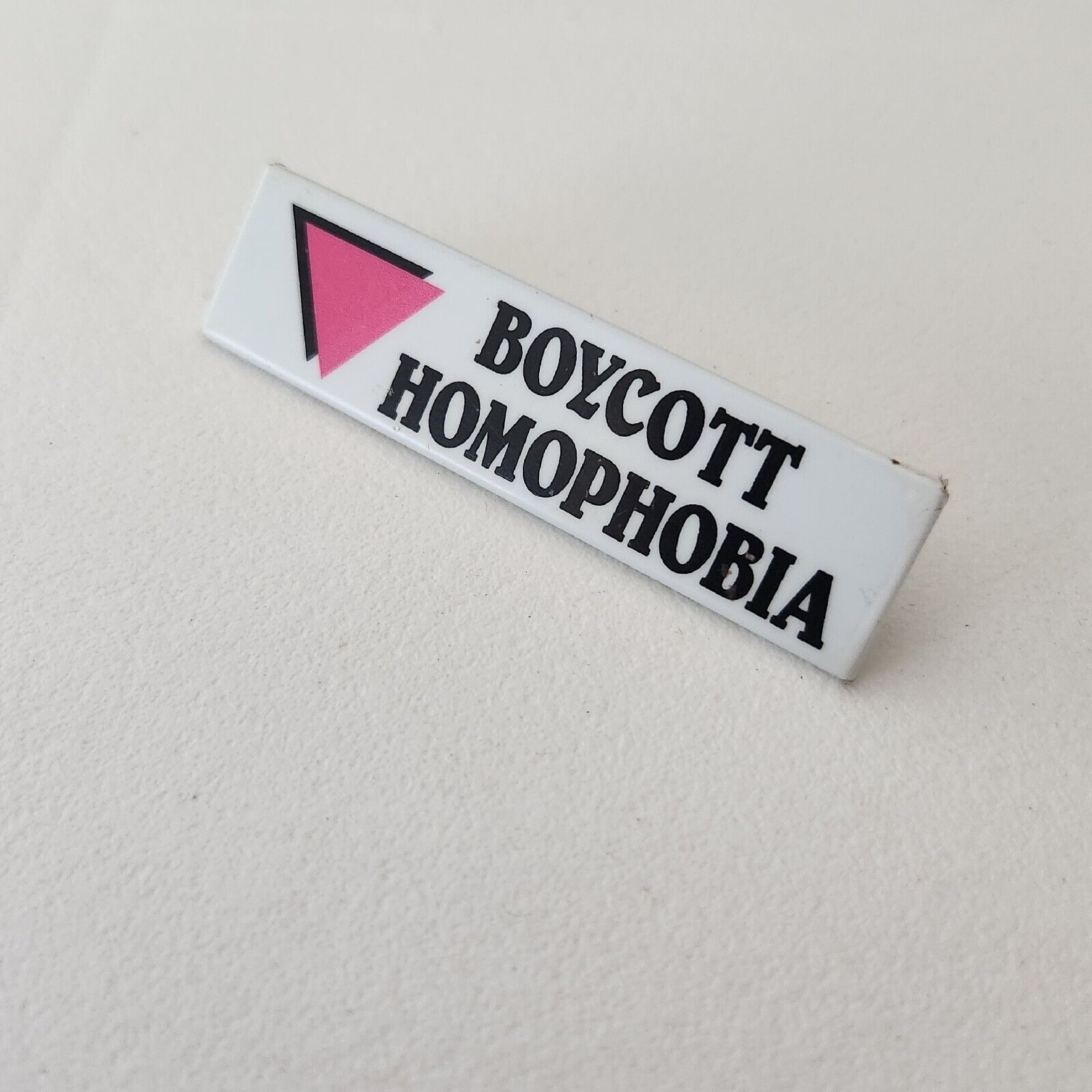 BOYCOTT HOMOPHOBIA Supporting LGBTQ Pride Button Badge Pin Vtg