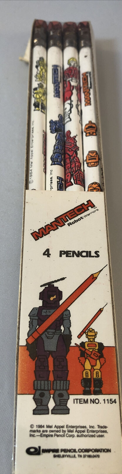 vintage robot warriors 4 pack pencils 1984 mel appel enterprises man tech Rusty