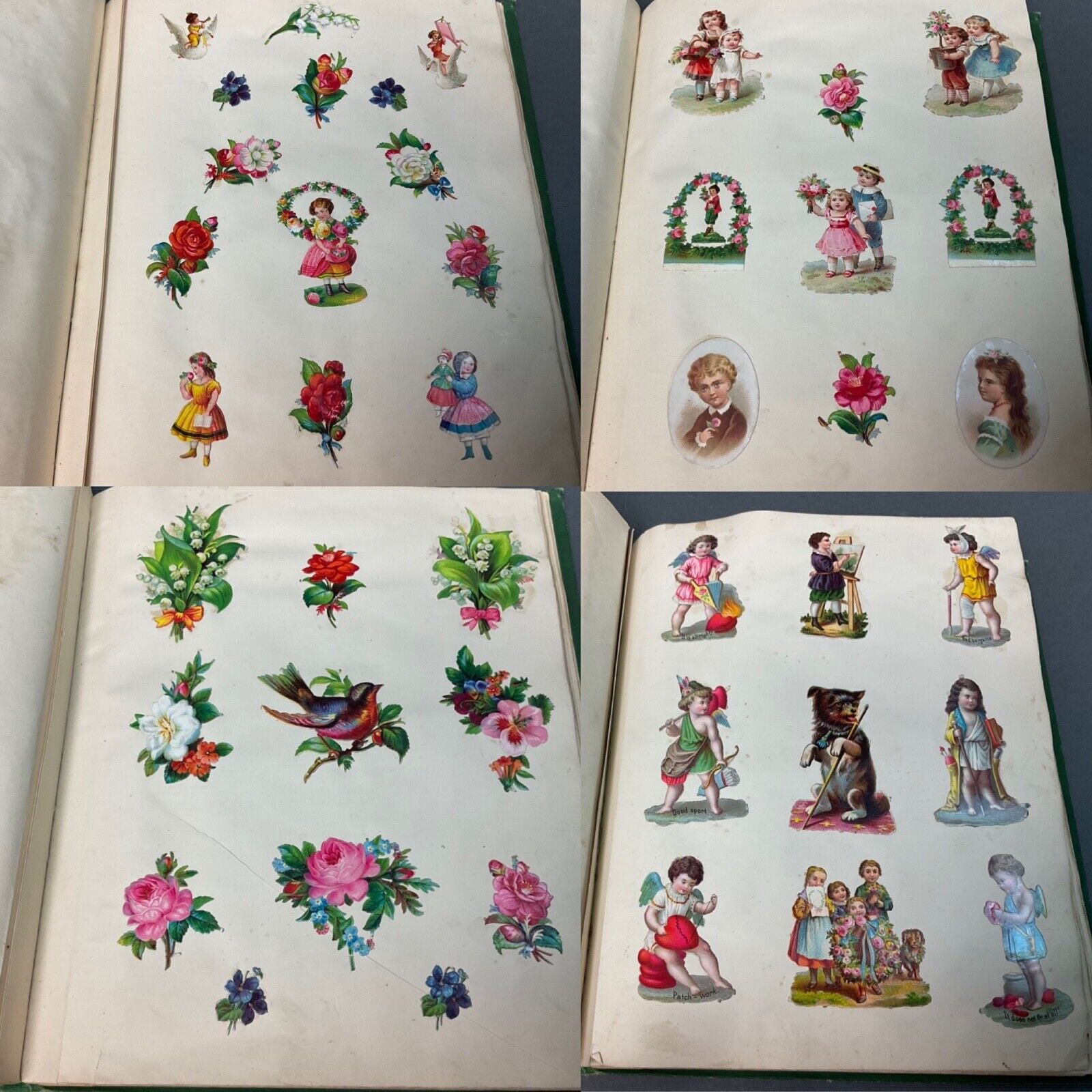 Antique Vintage Victorian 1890's Scrap Book 29 pages  Over 160 Diecuts