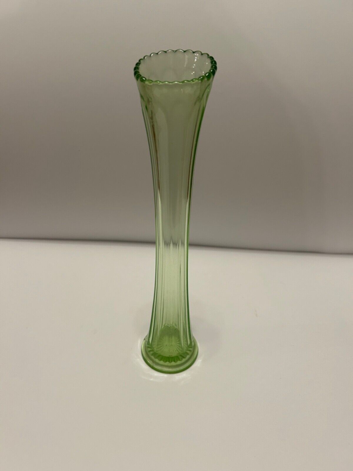 vintage green depression glass vase