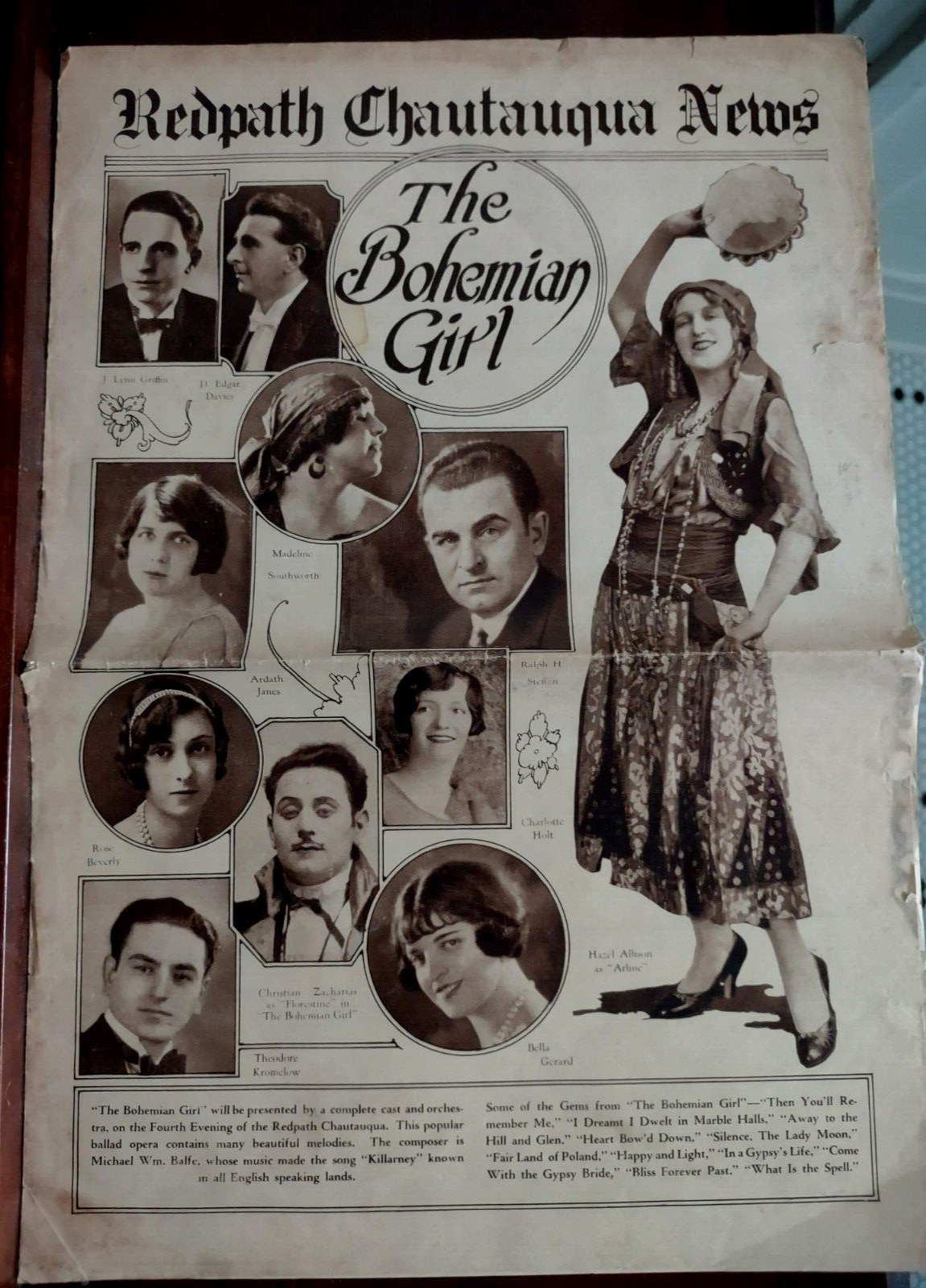 1929 Redpath Chautauqua News / The Bohemian Girl / Lady Mary Heath Women Aviator