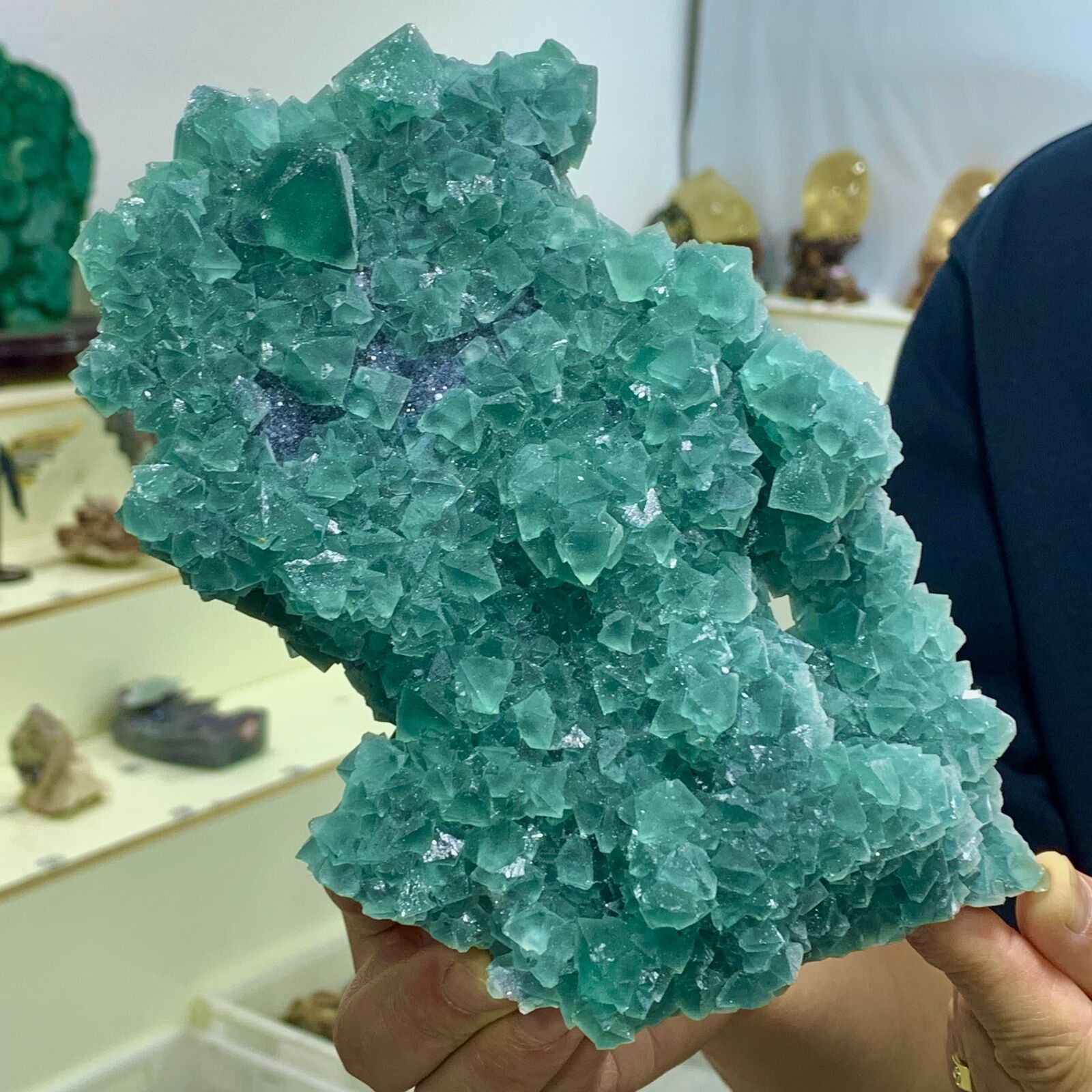 2.65LB Natural green Fluorite Quartz Crystal Mineral specimen