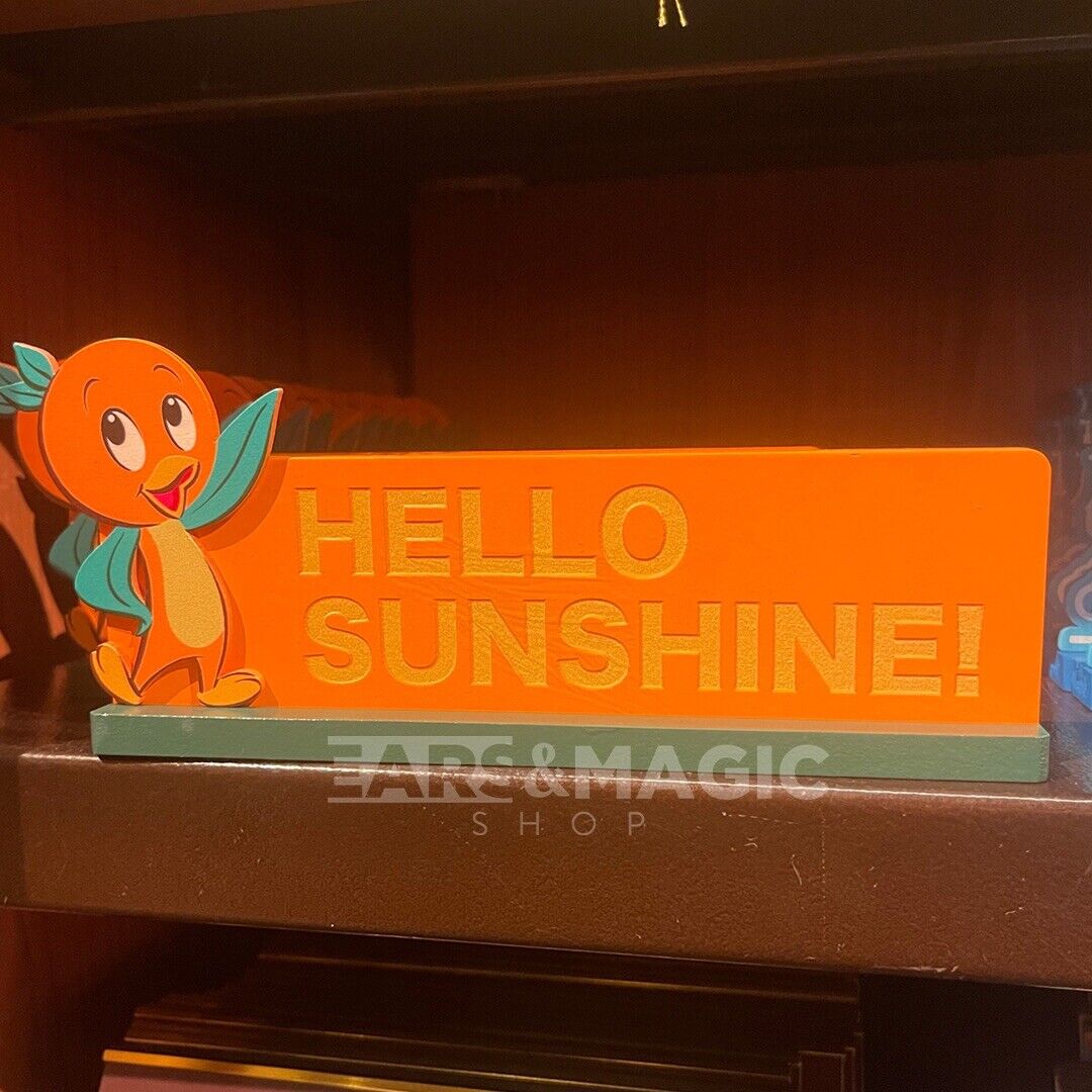 Disney Parks 2023 Orange Bird Hello Sunshine Welcome Wooden Desk Sign New