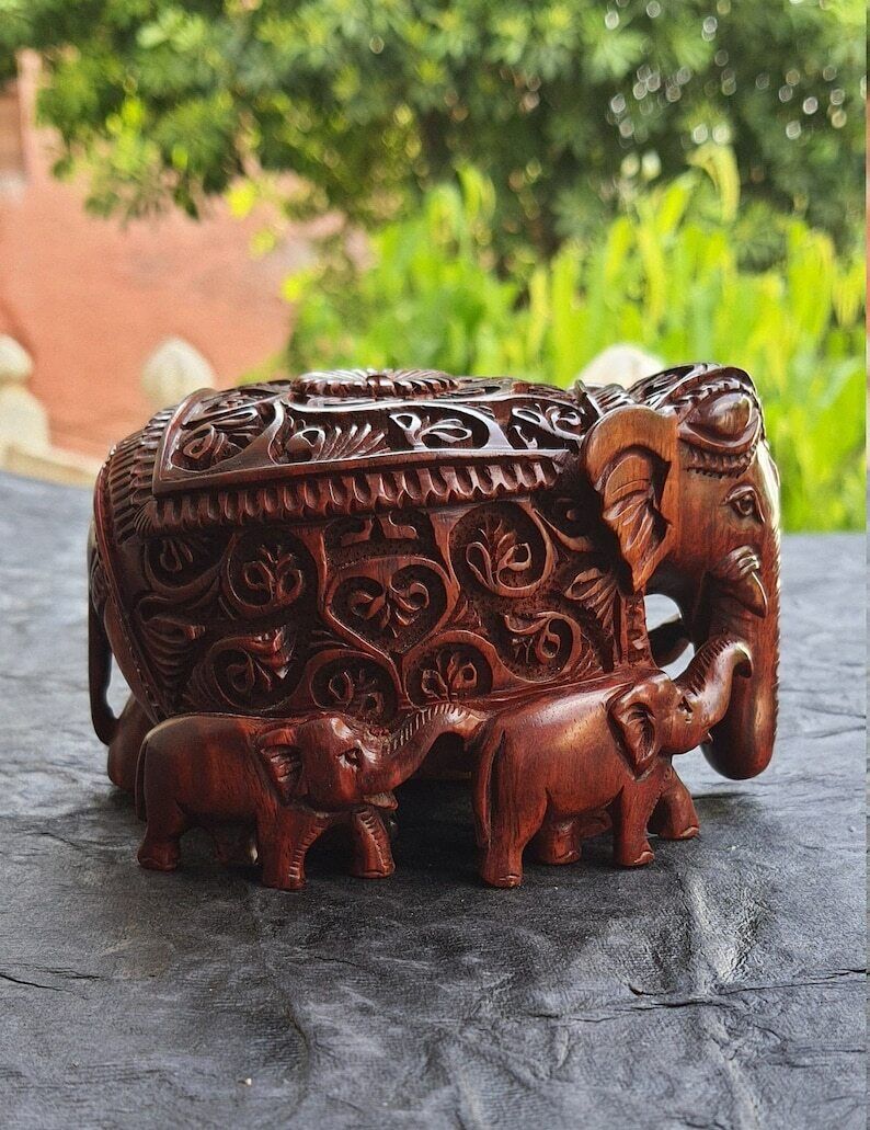 Sandalwood Red India Carving Lobular Elephant , Aged Red Sandalwood elephant